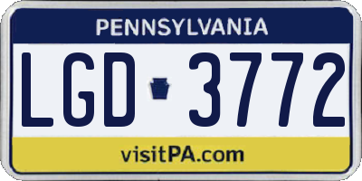 PA license plate LGD3772