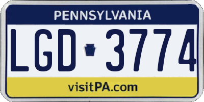 PA license plate LGD3774