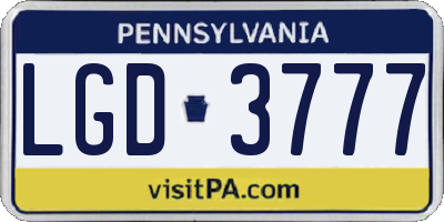 PA license plate LGD3777