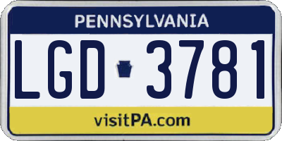 PA license plate LGD3781