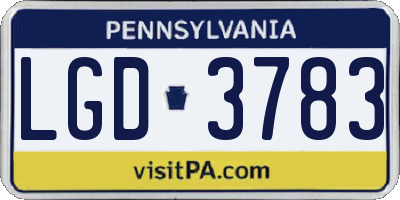 PA license plate LGD3783