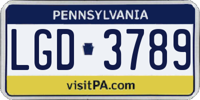 PA license plate LGD3789