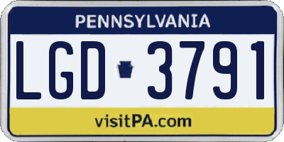 PA license plate LGD3791