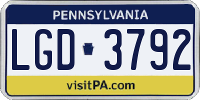 PA license plate LGD3792