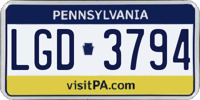 PA license plate LGD3794