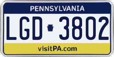 PA license plate LGD3802