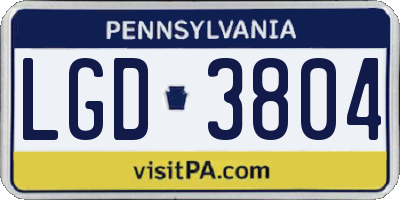 PA license plate LGD3804