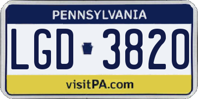 PA license plate LGD3820