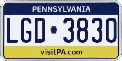 PA license plate LGD3830