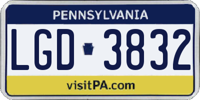 PA license plate LGD3832
