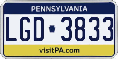 PA license plate LGD3833