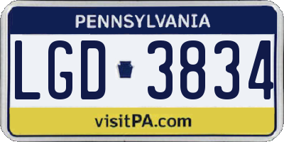 PA license plate LGD3834