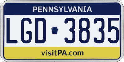 PA license plate LGD3835