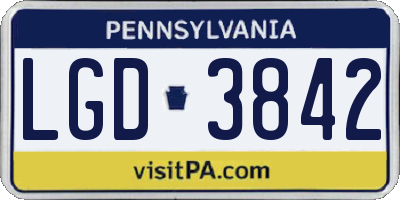 PA license plate LGD3842