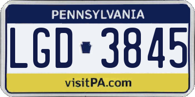 PA license plate LGD3845