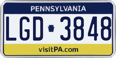 PA license plate LGD3848