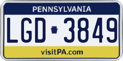 PA license plate LGD3849