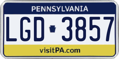 PA license plate LGD3857