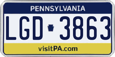 PA license plate LGD3863