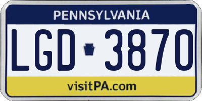 PA license plate LGD3870