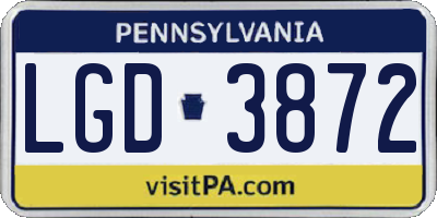 PA license plate LGD3872