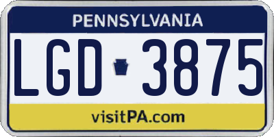 PA license plate LGD3875