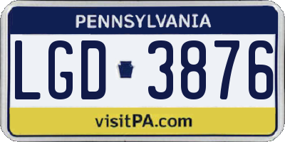 PA license plate LGD3876