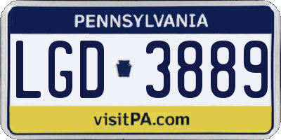 PA license plate LGD3889