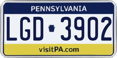 PA license plate LGD3902