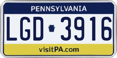 PA license plate LGD3916