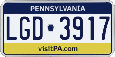PA license plate LGD3917