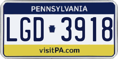 PA license plate LGD3918
