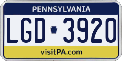 PA license plate LGD3920