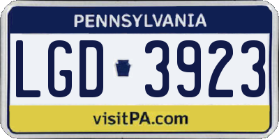 PA license plate LGD3923