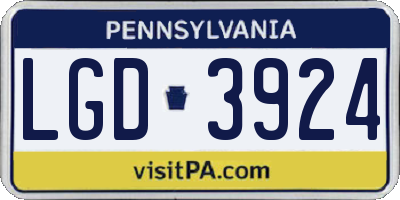 PA license plate LGD3924