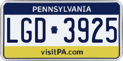 PA license plate LGD3925