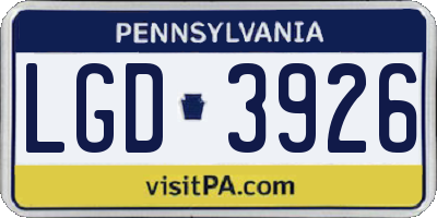 PA license plate LGD3926