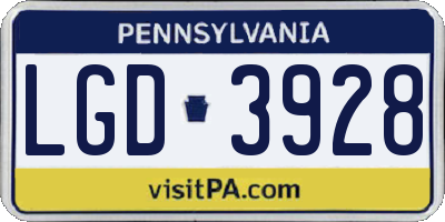 PA license plate LGD3928