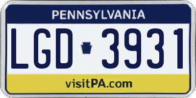 PA license plate LGD3931