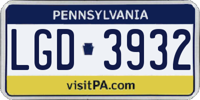 PA license plate LGD3932