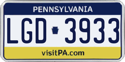 PA license plate LGD3933
