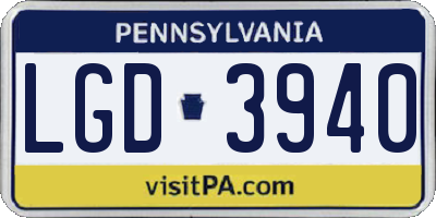 PA license plate LGD3940