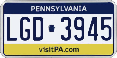 PA license plate LGD3945