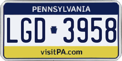 PA license plate LGD3958