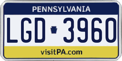 PA license plate LGD3960