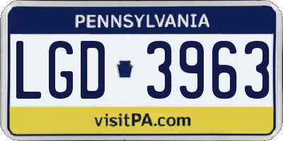 PA license plate LGD3963