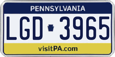 PA license plate LGD3965