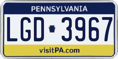 PA license plate LGD3967