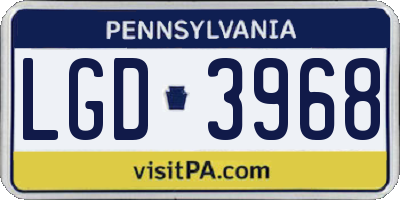 PA license plate LGD3968