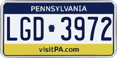PA license plate LGD3972
